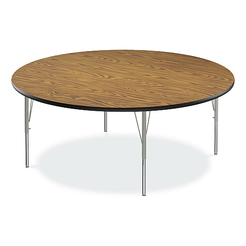 Correll Height Adjustable Activity Tables, Round, 60" x 19" to 29", Medium Oak Top, Gray Legs, 4/Pallet (60TFRD06954P)