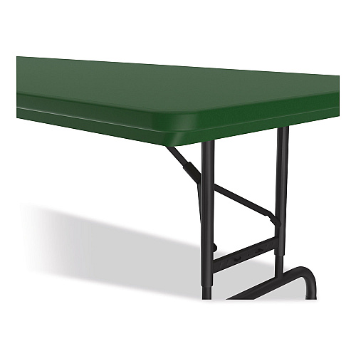 Correll Adjustable Folding Tables, Rectangular, 72" x 30" x 22" to 32", Green Top, Black Base, 4/Pallet (RA3072294P)