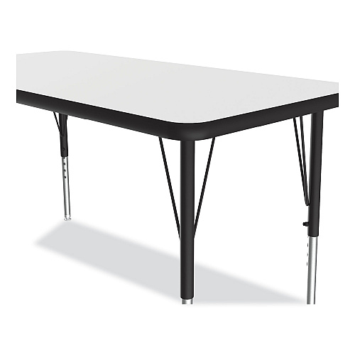 Correll Markerboard Activity Tables, Rectangular, 60" x 24" x 19" to 29", White Top, Black Legs, 4/Pallet (2460DE80954P)