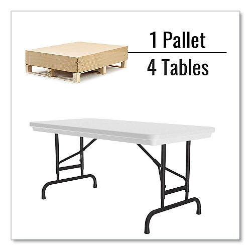Correll Adjustable Folding Table, Rectangular, 48" x 24" x 22" to 32", Gray Granite Top, Black Legs, 4/Pallet (RA2448234P)