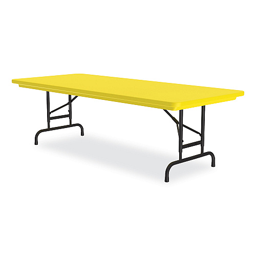Correll Adjustable Folding Tables, Rectangular, 60" x 30" x 22" to 32", Yellow Top, Black Legs, 4/Pallet (RA3060284P)