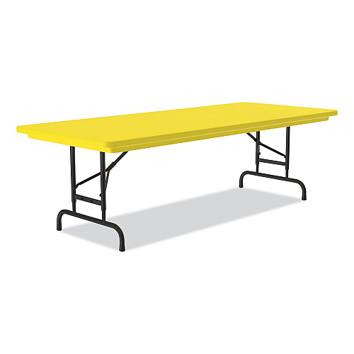 Correll Adjustable Folding Tables, Rectangular, 60" x 30" x 22" to 32", Yellow Top, Black Legs, 4/Pallet (RA3060284P)