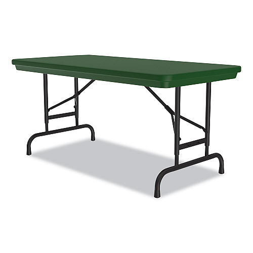 Correll Adjustable Folding Table, Rectangular, 48" x 24" x 22" to 32", Green Top, Black Legs, 4/Pallet (RA2448294P)