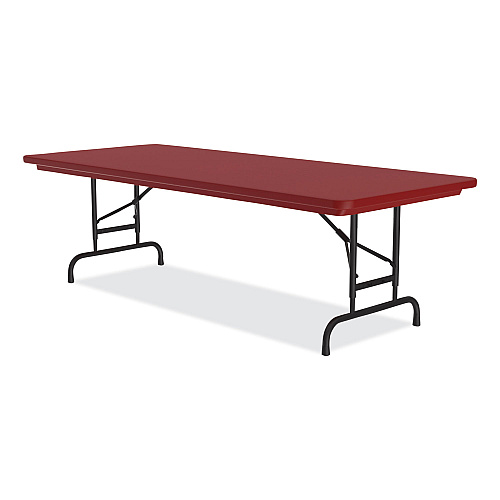 Correll Adjustable Folding Tables, Rectangular, 72" x 30" x 22" to 32", Red Top, Black Base, 4/Pallet (RA3072254P)