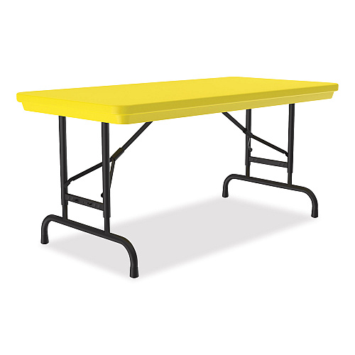 Correll Adjustable Folding Table, Rectangular, 48" x 24" x 22" to 32", Yellow Top, Black Legs, 4/Pallet (RA2448284P)