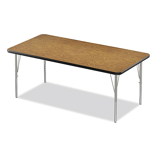Correll Adjustable Activity Table, Rectangular, 60" x 30" x 19" to 29", Medium Oak Top, Black Legs, 4/Pallet (3060TF06954P)