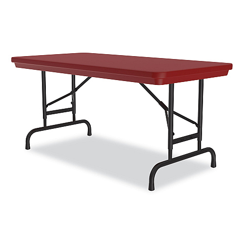 Correll Adjustable Folding Table, Rectangular, 48" x 24" x 22" to 32", Red Top, Black Legs, 4/Pallet (RA2448254P)