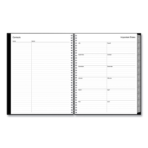 Blue Sky Enterprise Academic Weekly/Monthly Planner, 11 x 8.5, Black Cover, 12-Month (July to June): 2025 to 2026 (130609)