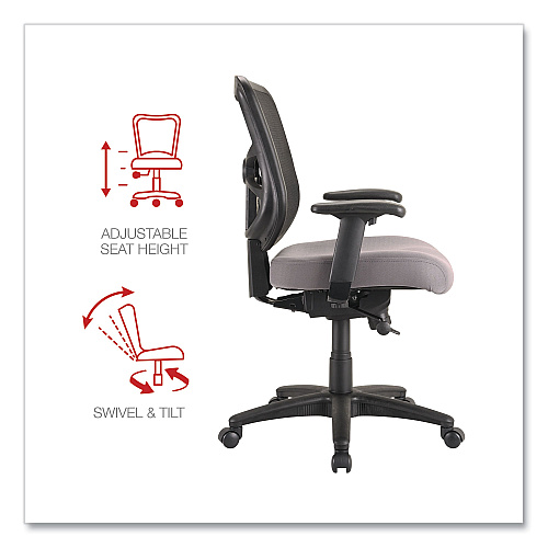 Alera Elusion Series Mesh Mid-Back Swivel/Tilt Chair, Supports Up to 275 lb, 17.9" to 21.8" Seat Height, Gray Seat (ALEEL42BME40B)
