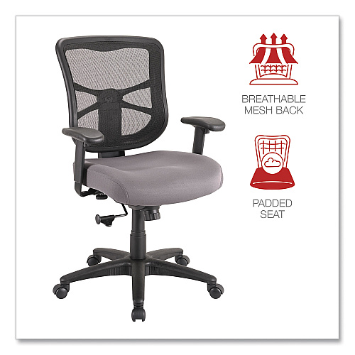 Alera Elusion Series Mesh Mid-Back Swivel/Tilt Chair, Supports Up to 275 lb, 17.9" to 21.8" Seat Height, Gray Seat (ALEEL42BME40B)