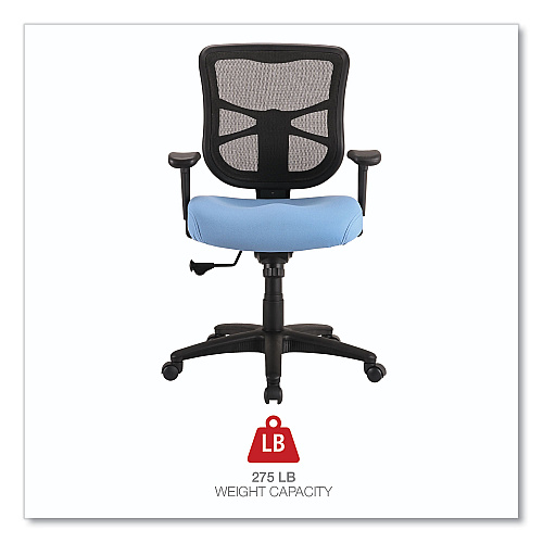 Alera Elusion Series Mesh Mid-Back Swivel/Tilt Chair, Supports Up to 275 lb, 17.9" to 21.8" Seat Height, Light Blue Seat (ALEEL42BME70B)