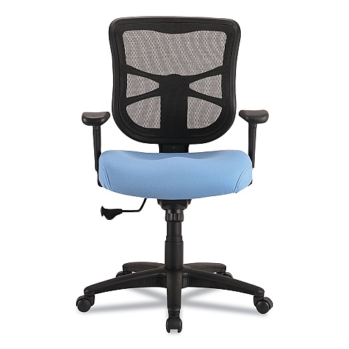 Alera Elusion Series Mesh Mid-Back Swivel/Tilt Chair, Supports Up to 275 lb, 17.9" to 21.8" Seat Height, Light Blue Seat (ALEEL42BME70B)