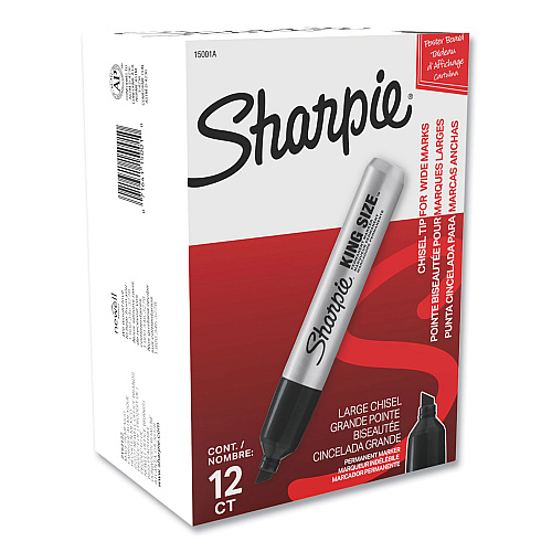 Sharpie King Size Permanent Marker, Broad Chisel Tip, Black, Dozen (15001B)