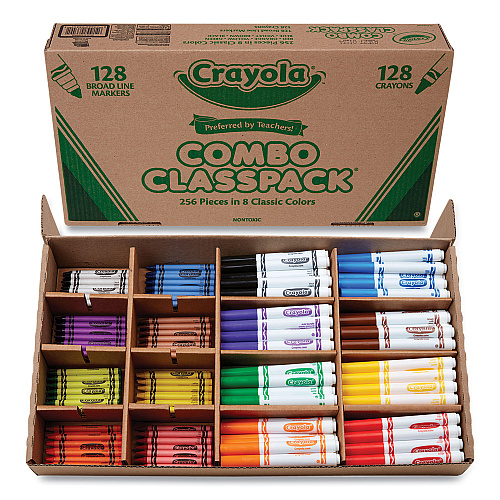 Crayola Crayons and Markers Combo Classpack, Eight Colors, 256/Set (523349)