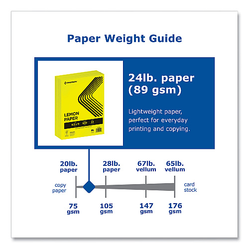 Printworks Professional Color Paper, 24 lb Text Weight, 8.5 x 11, Lemon Yellow, 500/Ream (00101)
