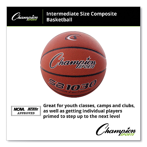 Champion Sports Composite Basketball, Official Intermediate Size, Brown (SB1030)
