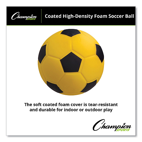 Champion Sports Coated Foam Sport Ball, For Soccer, Playground Size, Yellow (SFC)