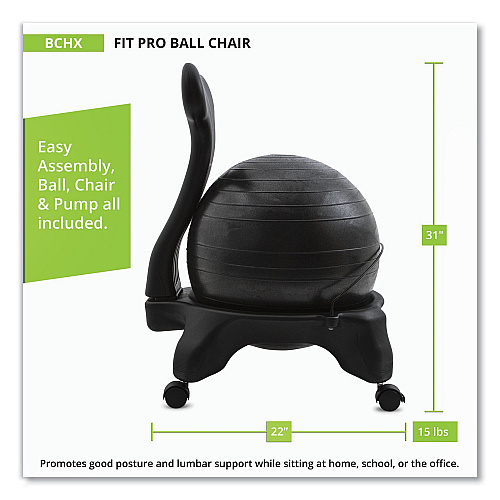 Champion Sports FitPro Ball Chair, Supports Up to 200 lb, Gray (BCHX)