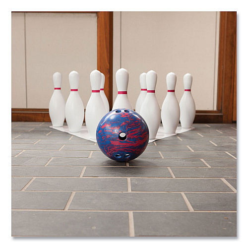 Champion Sports Bowling Set, Plastic/Rubber, White, 10 Bowling Pins, 1 Bowling Ball (BPSET)