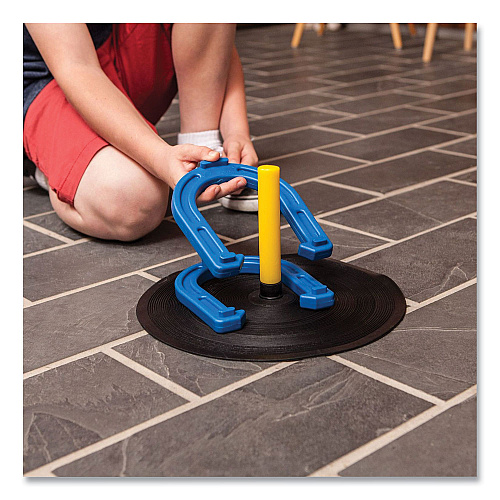 Champion Sports Indoor/Outdoor Rubber Horseshoe Set, 4 Rubber Horseshoes, 2 Rubber Mats, 2 Plastic Dowels (IHS1)