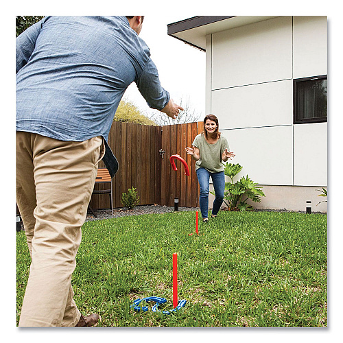 Champion Sports Indoor/Outdoor Rubber Horseshoe Set, 4 Rubber Horseshoes, 2 Rubber Mats, 2 Plastic Dowels (IHS1)