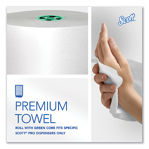 Pro Hard Roll Paper Towels with Absorbency Pockets, for Scott Pro Dispenser, Green Core Only, 1-Ply, 7.5" x 900 ft,6 Rolls/CT (43961)