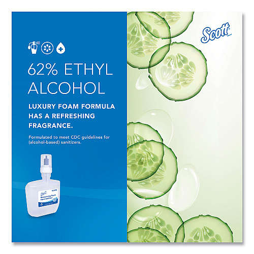 Scott Pro Moisturizing Foam Hand Sanitizer, 1,200 mL Cassette, Fruity Cucumber Scent, 2/Carton (91590)