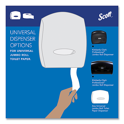 Scott Essential JRT Jumbo Roll Bathroom Tissue, Septic Safe, 2-Ply, White, 3.55" x 1,000 ft, 12 Rolls/Carton (07805)