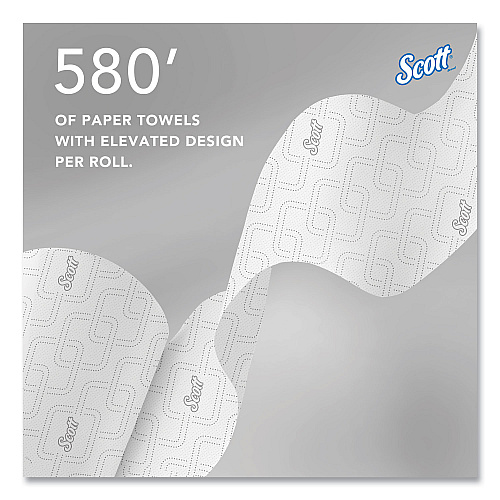 Scott Slimroll Towels, 1-Ply, 8" x 580 ft, White/Pink Core, Traditional Business, 6 Rolls/Carton (47032)