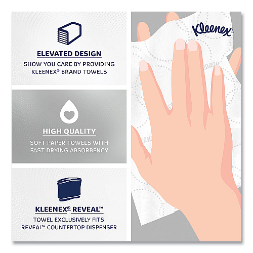 Kleenex Reveal Multi-Fold Towels, 2-Ply, 8 x 9.4, White, 16/Carton (46321)