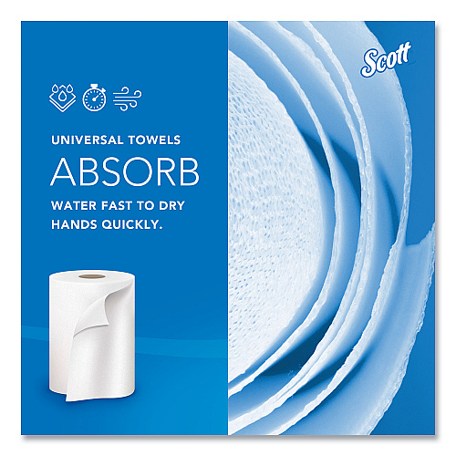 Scott Essential Hard Roll Towels for Business, Absorbency Pockets, 1-Ply, 8" x 800 ft,  1.5" Core, White, 12 Rolls/Carton (01040)