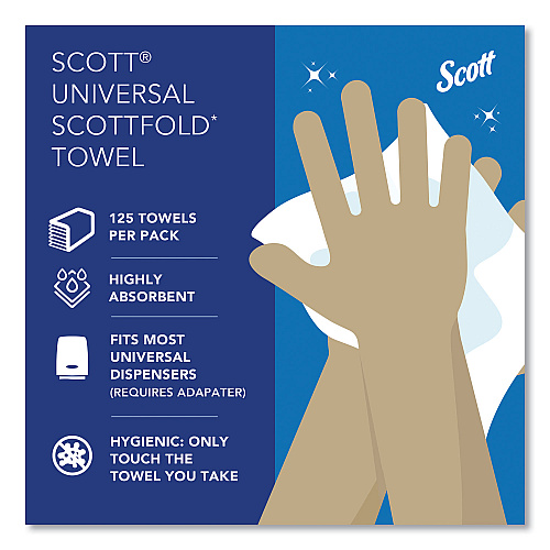 Pro Scottfold Towels, 1-Ply, 7.8 x 12.4, White, 175 Towels/Pack, 25 Packs/Carton (01960)