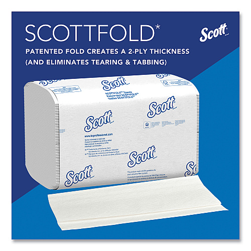 Pro Scottfold Towels, 1-Ply, 9.4 x 12.4, White, 175 Towels/Pack, 25 Packs/Carton (01980)