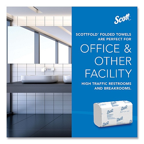 Pro Scottfold Towels, 1-Ply, 9.4 x 12.4, White, 175 Towels/Pack, 25 Packs/Carton (01980)