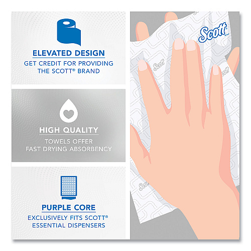Scott Essential High Capacity Hard Roll Towel, 1-Ply, 8" x 950 ft, White, 6 Rolls/Carton (02001)