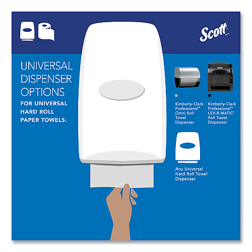 Scott Essential Hard Roll Towels for Business, Absorbency Pockets, 1-Ply, 8" x 400 ft, 1.5" Core, White, 12 Rolls/Carton (02068)