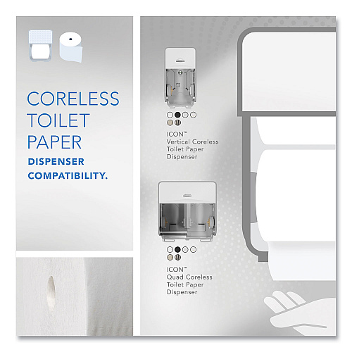 Scott Essential Coreless SRB Bathroom Tissue, Septic Safe, 2-Ply, White, 1,000 Sheets/Roll, 36 Rolls/Carton (04007)