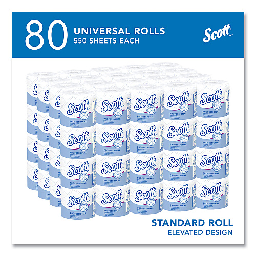 Scott Essential Standard Roll Bathroom Tissue for Business, Septic Safe, 2-Ply, White, 550 Sheets/Roll, 80/Carton (04460)
