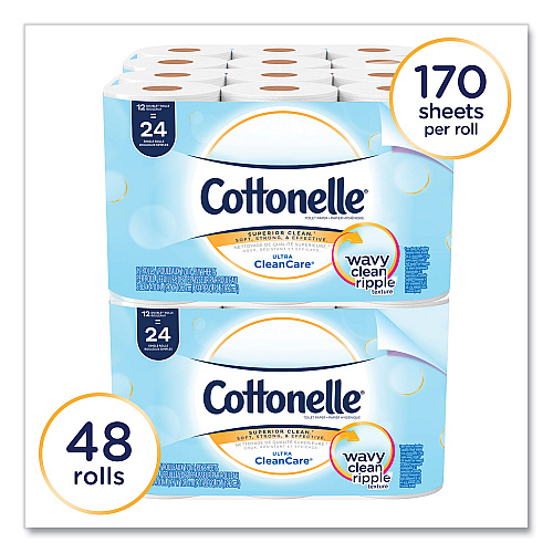 Cottonelle&reg; Clean Care Toilet Paper, 1-Ply, 170 Sheets, 48 Rolls (12456)
