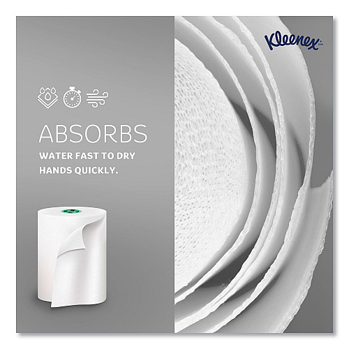 Kleenex Hard Roll Paper Towels with Premium Absorbency Pockets with Colored Core, Gray Core, 1-Ply, 7.5" x 700 ft, White, 6 Rolls/CT (25639)