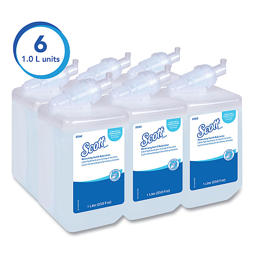 Scott Moisturizing Hand and Body Lotion, 1 L Bottle, Fresh Scent, 6/Carton (35362CT)