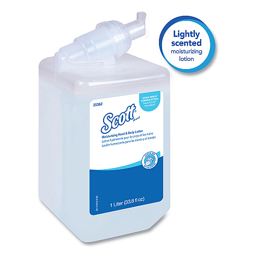 Scott Moisturizing Hand and Body Lotion, 1 L Bottle, Fresh Scent, 6/Carton (35362CT)