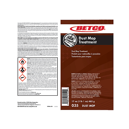 Betco Dust Mop Treatment, Citrus Scent, 17 oz Aerosol Spray, 12/Carton (0352300)