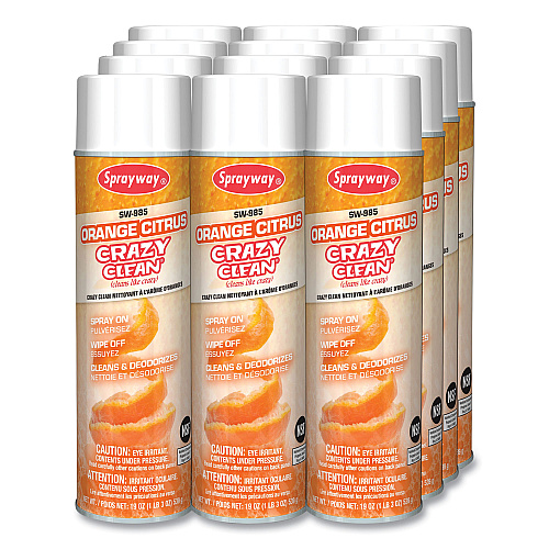 Sprayway Orange Citrus Crazy Clean, Orange Scent, 19 oz Aerosol Spray, Dozen (985)