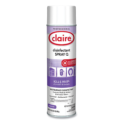 Claire Spray Q Disinfectant. Lavender Scent, 17 oz Aerosol Spray, Dozen (1003)