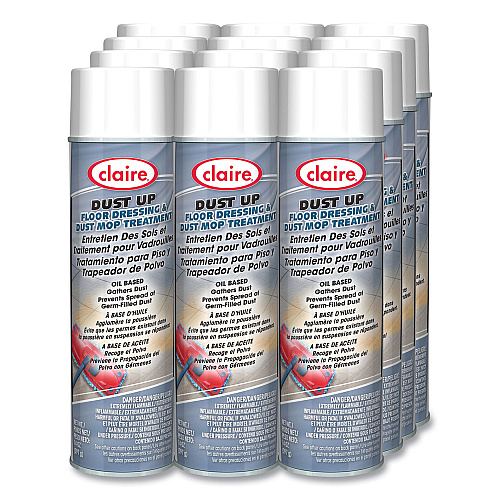Claire Dust Up Floor Dressing and Dust Mop Treatment, Lemon Scent, 14 oz Aerosol Spray, Dozen (875)