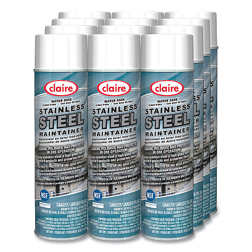 Claire Stainless Steel Maintainer, Lemon Scent, 16 oz Aerosol Spray, Dozen (844)