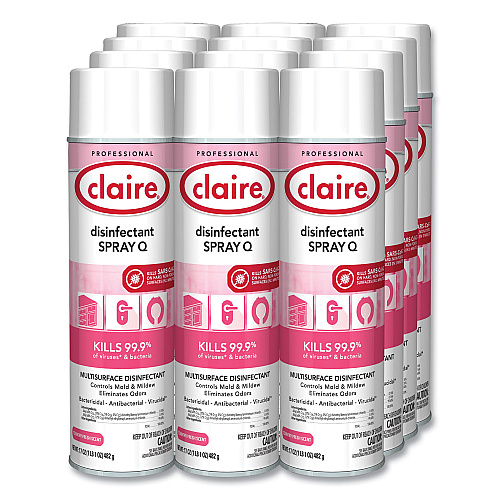 Claire Spray Q Disinfectant, Country Fresh Scent, 17 oz Aerosol Spray, Dozen (1001)