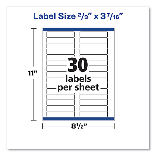 Avery Clear Permanent File Folder Labels with Sure Feed Technology, 0.66 x 3.44, Clear, 30/Sheet, 15 Sheets/Pack (5029)