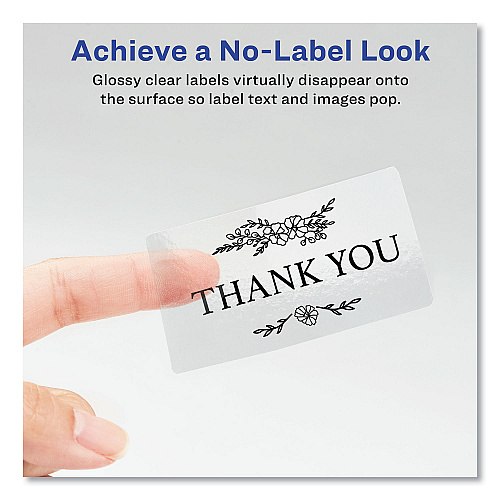 Avery Glossy Clear Easy Peel Mailing Labels w/ Sure Feed Technology, Inkjet/Laser Printers, 2 x 4, Clear, 10/Sheet, 10 Sheets/Pack (6522)
